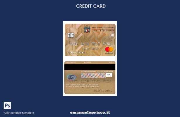 modello mastercard della Banca Centrale di Malta in stile verificato